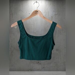 SHEIN Dark Teal Scoop Neck Cropped Tank